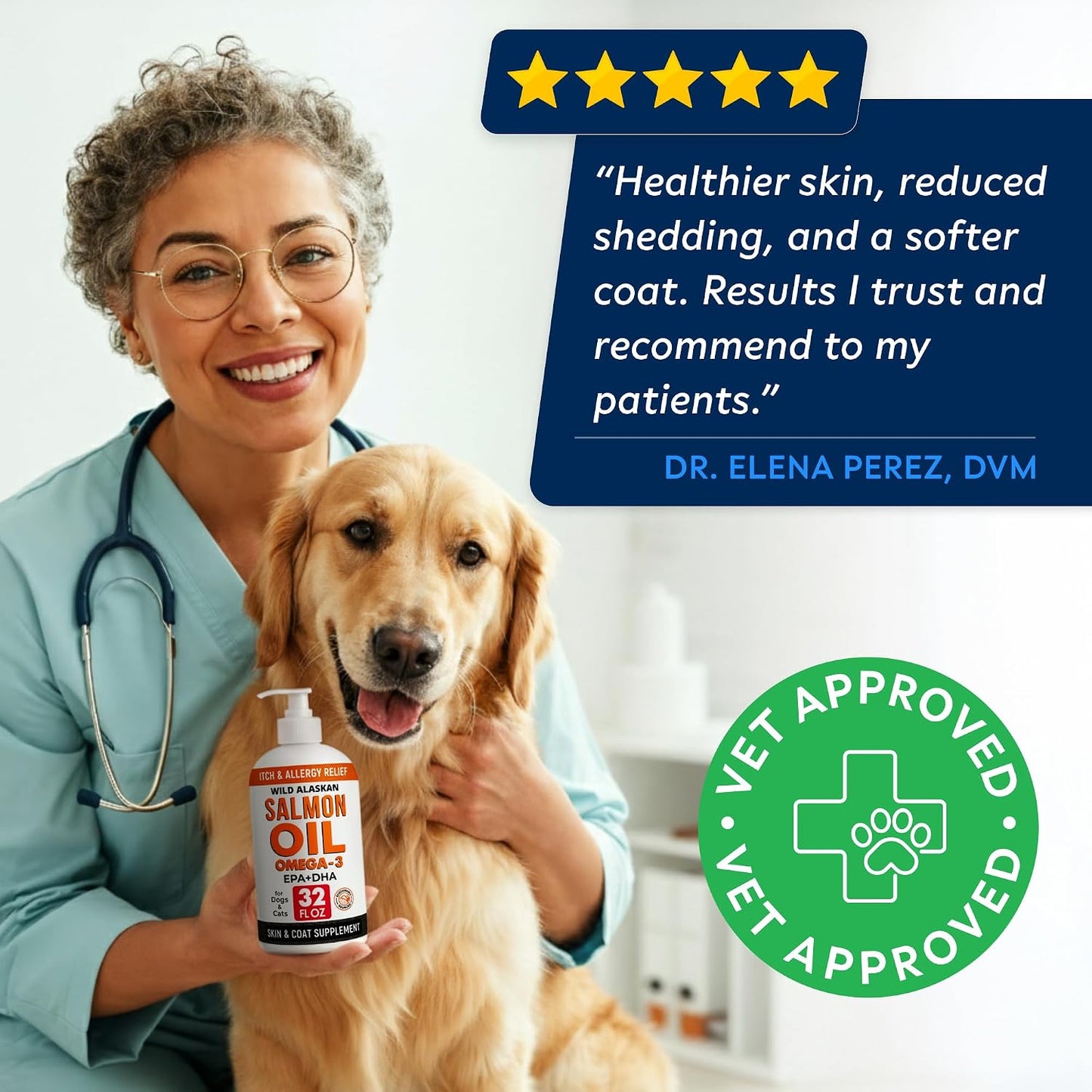 StrellaLab 32 OZ Salmon Oil for Dogs - Omega 3 for Dogs & Cats, Itch & Allergy Relief, Wild Alaskan Salmon Oil for Skin & Coat, Fish Oil Liquid, Shedding Health Support EPA & DHA Fatty Acids - Image 9