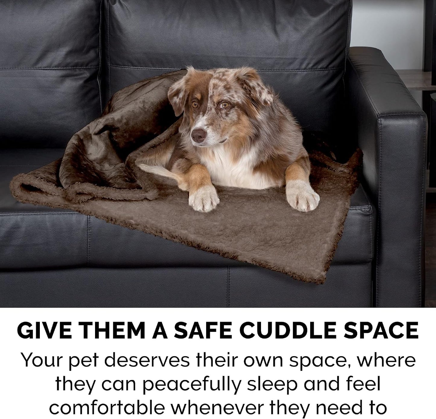 Furhaven Waterproof & Self-Warming Throw Blanket for Dogs & Indoor Cats, Washable & Reflects Body Heat - Soft-Edged Terry & Sherpa Dog Blanket - Espresso, Medium - Image 9