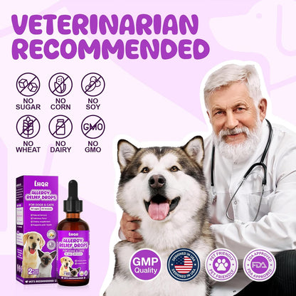 Wagmee authentic USA imported pet allergy care drops package detailing active herbal ingredients