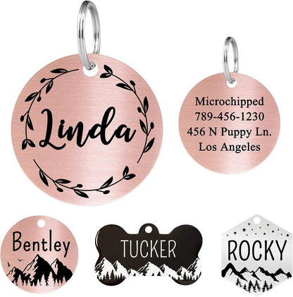 Ultra Joys Stainless Steel Pet ID Tag Dog Name Tags Personalized Front and Back Engraving, Customized Dog Tags and Cat Tag, Optional Engraved on Both Sides, Bone Tag with Mountain Design, Large - Image 9