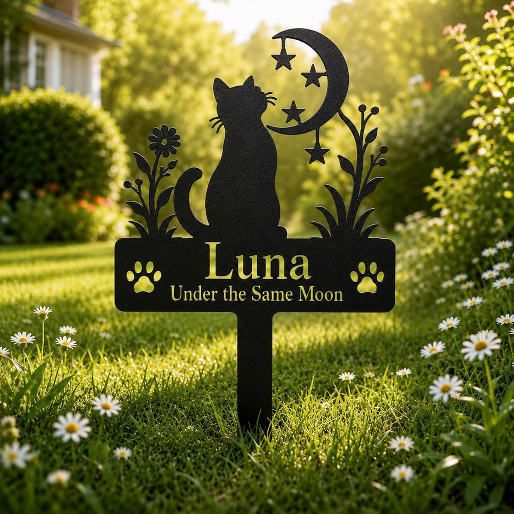 Personalized Cat Memorial Garden Stake, Custom Metal Cat Grave Marker with Name and Message, Cat Loss Sympathy Gift for Yard Garden Cemetery (Sleeping Cat) - Image 10