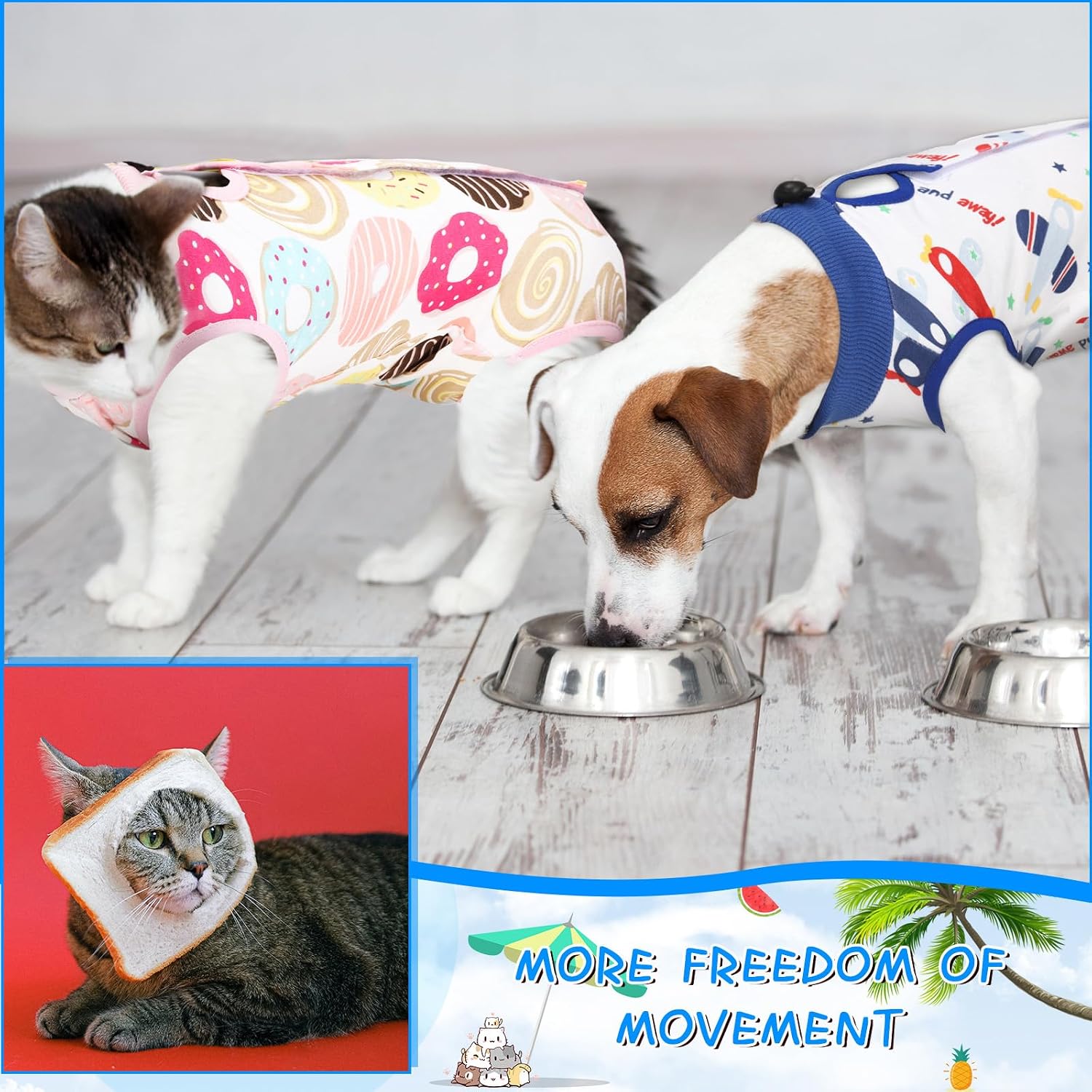 Authentic USA imported pet medical apparel designed to prevent abdominal wound licking in female cats