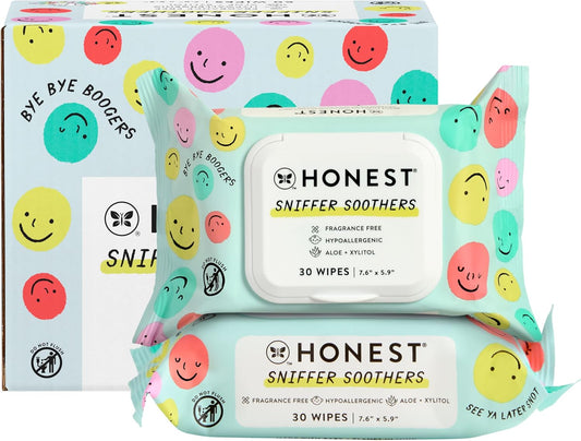 The Honest Company Plant-Based Snot Removing Wipes, Soothing Nose with Aloe, Hypoallergenic for Sensitive Skin, EWG Verified Fragrance-Free, 60 Count - Image 1