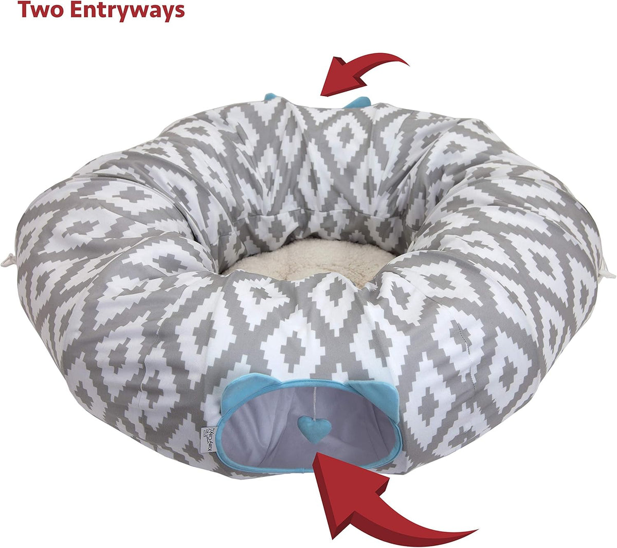 Kitty City thirty-nine inch cat tunnel entry and exit points