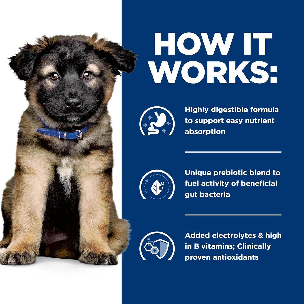 Hill's Prescription Diet ID puppy food packaging showing nutritional benefits label