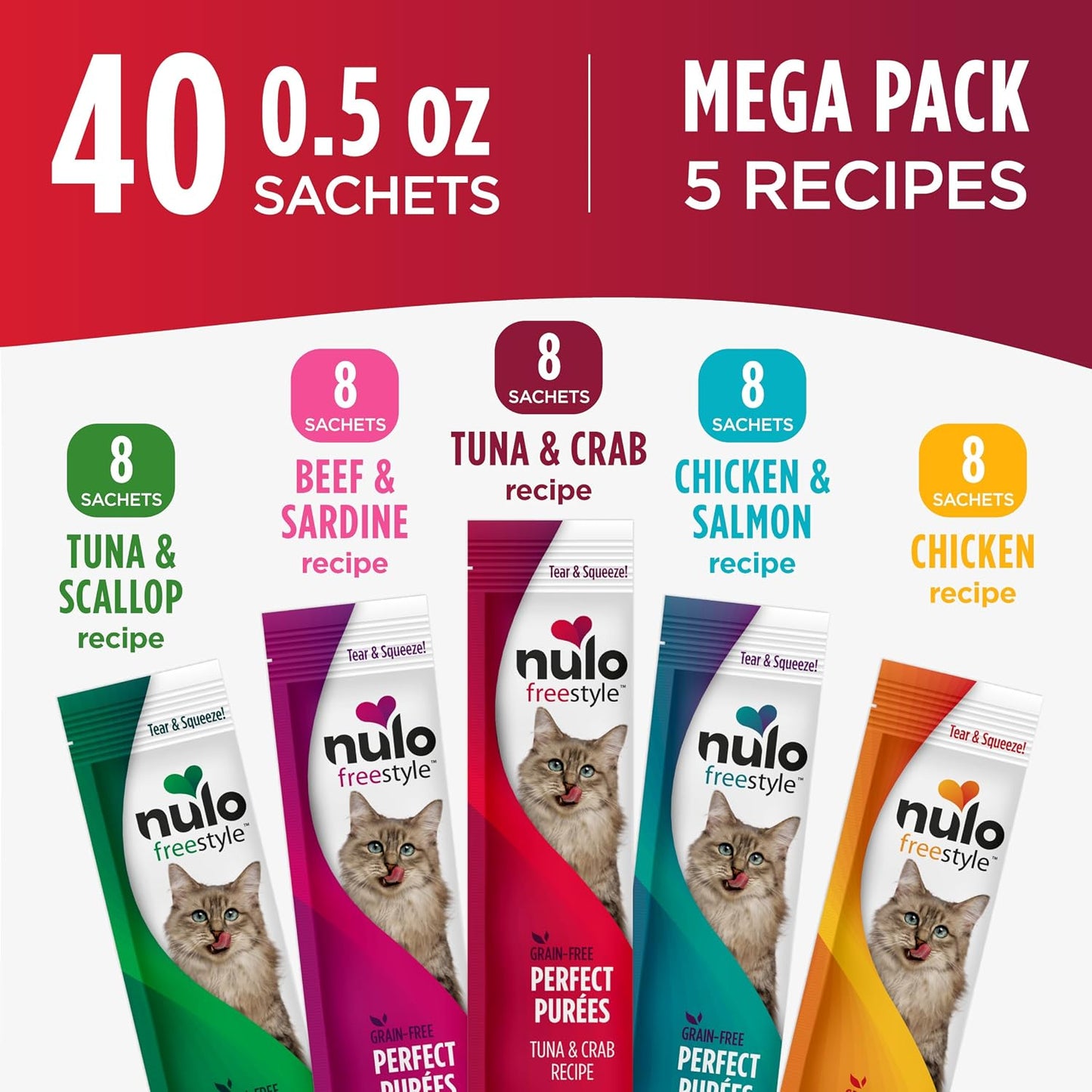 High moisture lickable cat puree package detailing the prebiotic inulin for digestive health