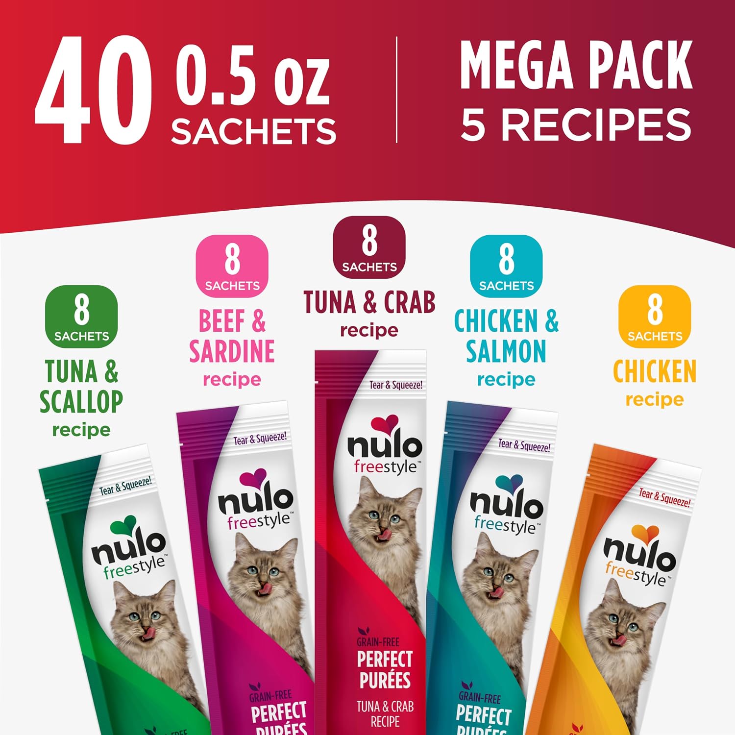 High moisture lickable cat puree package detailing the prebiotic inulin for digestive health