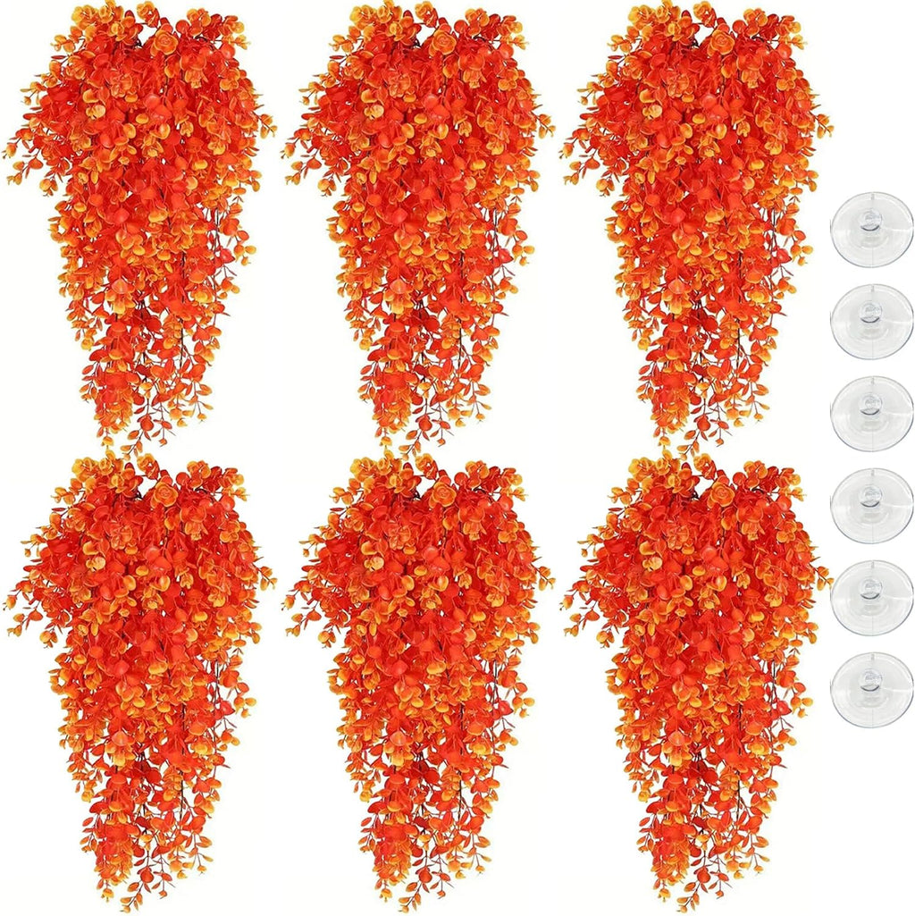 Hamiledyi Fake Reptile Plants 2 Pack Hanging Fake Plants, Plants for Reptiles with Suction Cup, Fake Amphibian Plants for Bearded Dragon Lizard Geckos Chameleon Tank (Orange) - Image 11