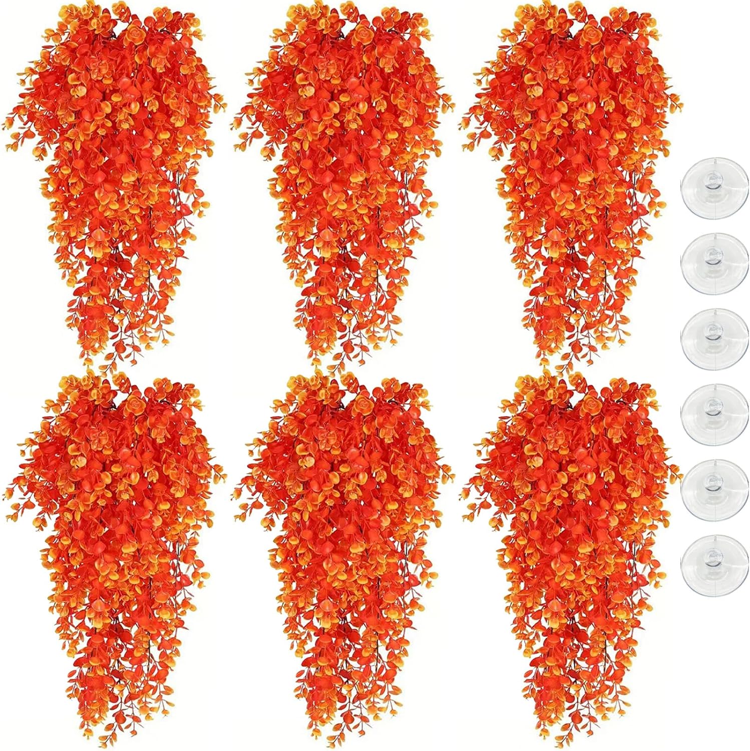 Hamiledyi Fake Reptile Plants 2 Pack Hanging Fake Plants, Plants for Reptiles with Suction Cup, Fake Amphibian Plants for Bearded Dragon Lizard Geckos Chameleon Tank (Orange) - Image 11