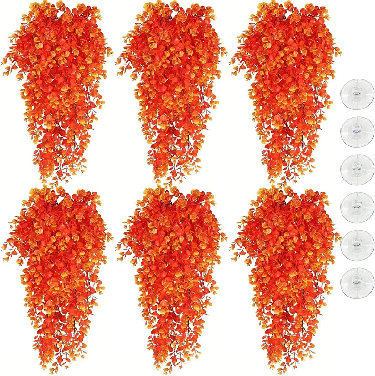 Hamiledyi Fake Reptile Plants 2 Pack Hanging Fake Plants, Plants for Reptiles with Suction Cup, Fake Amphibian Plants for Bearded Dragon Lizard Geckos Chameleon Tank (Orange) - Image 11