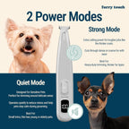 Furry Touch dual speed pet clipper displaying the built in LED battery indicator screen on the handle.