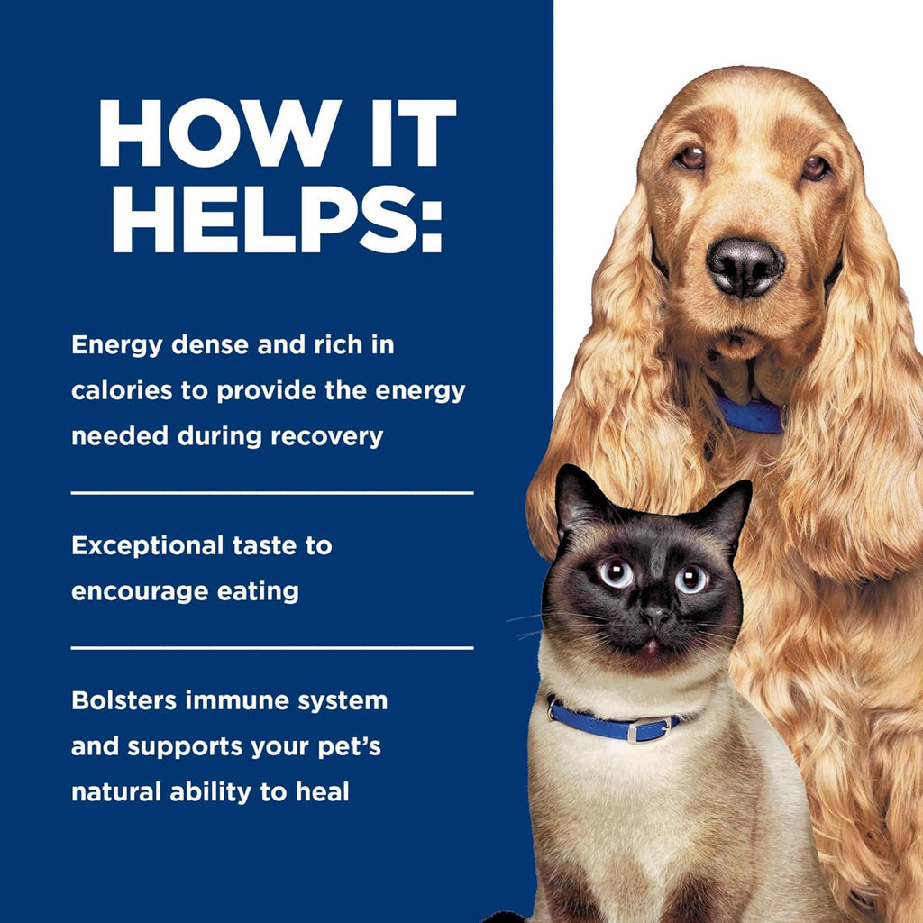 Hill's prescription critical nutrition formulation for post surgery pet health