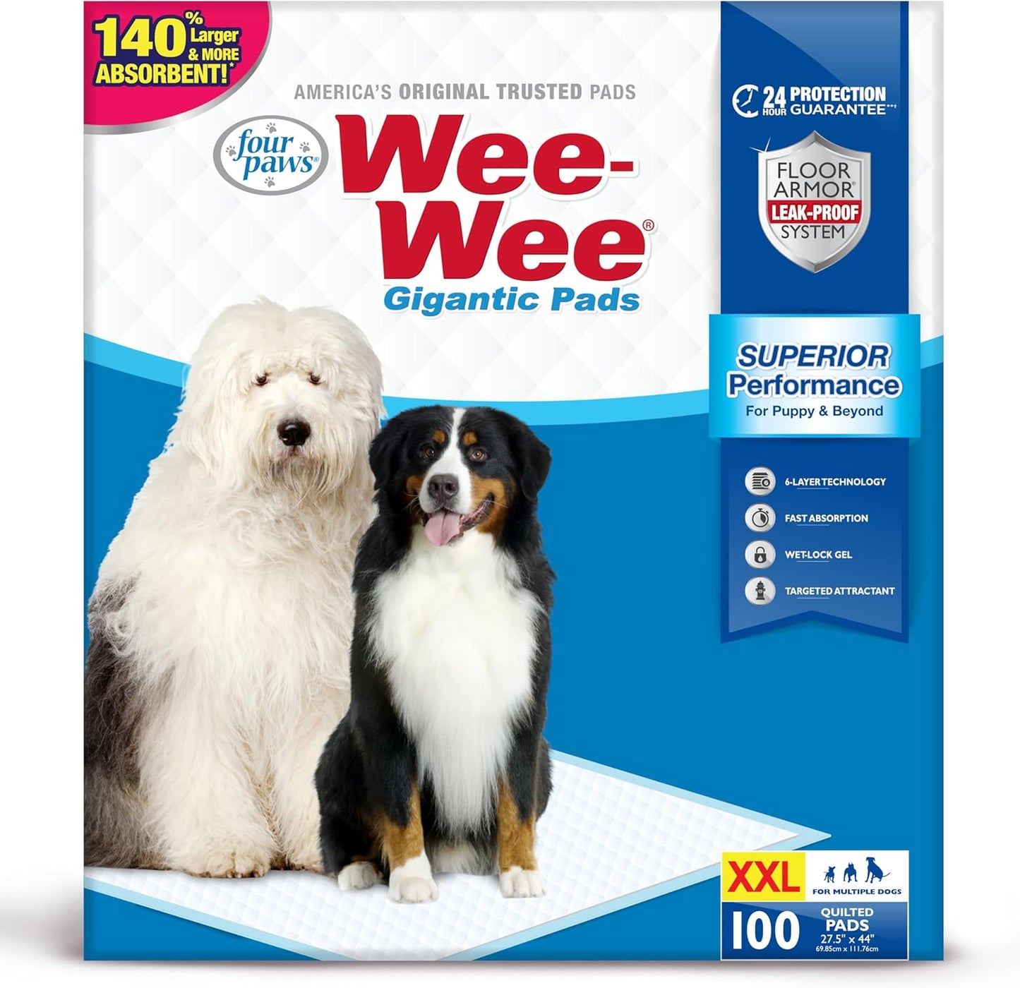 Four Paws Wee-Wee Superior Performance Pee Pads for Dogs with Runoff Barrier Edge Guard Protection, Puppy & Dog Potty Training Pads, Housebreaking Supplies, 27.5" x 44" (18 Count) - Image 12