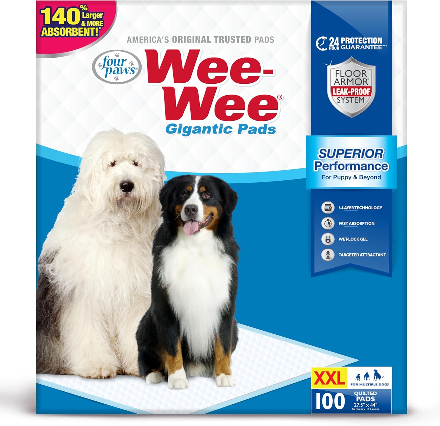 Four Paws Wee-Wee Superior Performance Pee Pads for Dogs with Runoff Barrier Edge Guard Protection, Puppy & Dog Potty Training Pads, Housebreaking Supplies, 27.5" x 44" (18 Count) - Image 12