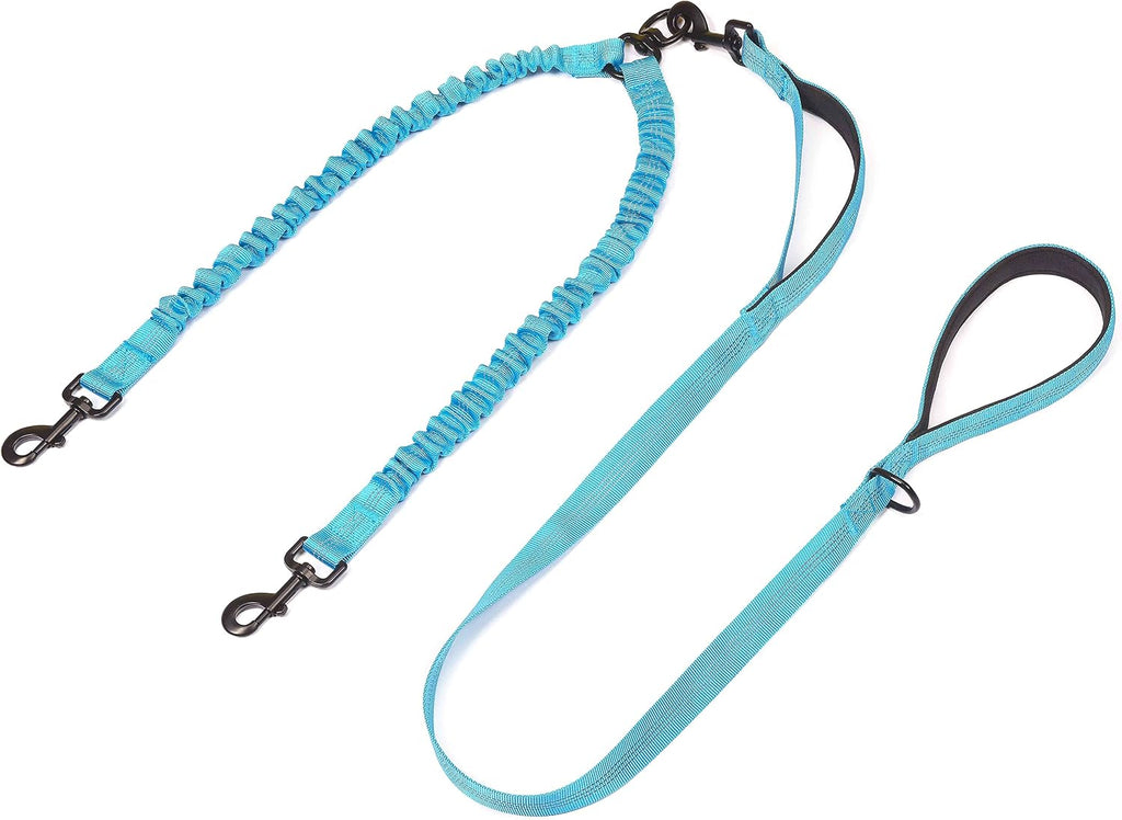 iYoPets double dog walking lead showing premium hardware and weather resistant materials.