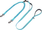 iYoPets double dog walking lead showing premium hardware and weather resistant materials.