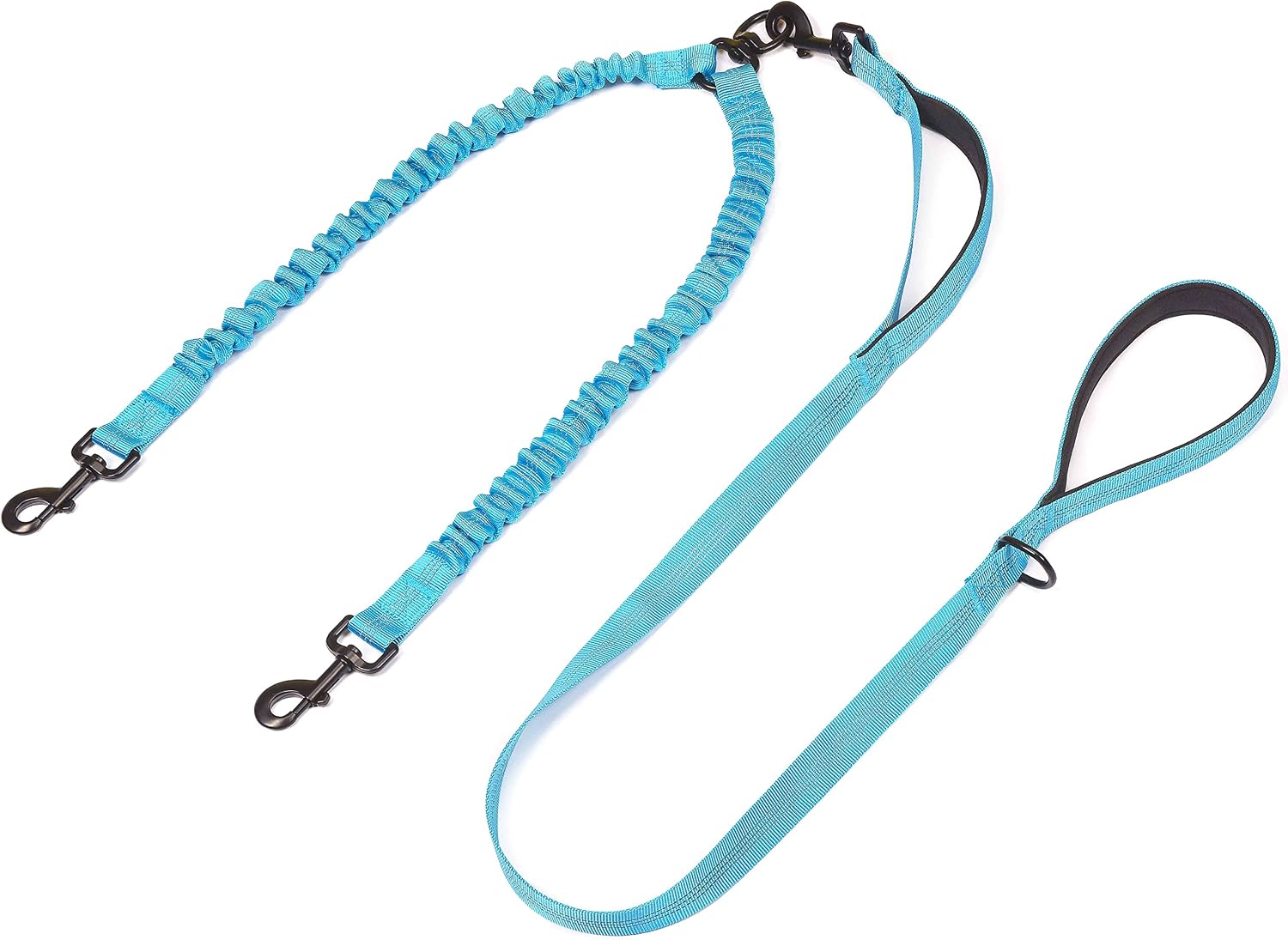 iYoPets double dog walking lead showing premium hardware and weather resistant materials.