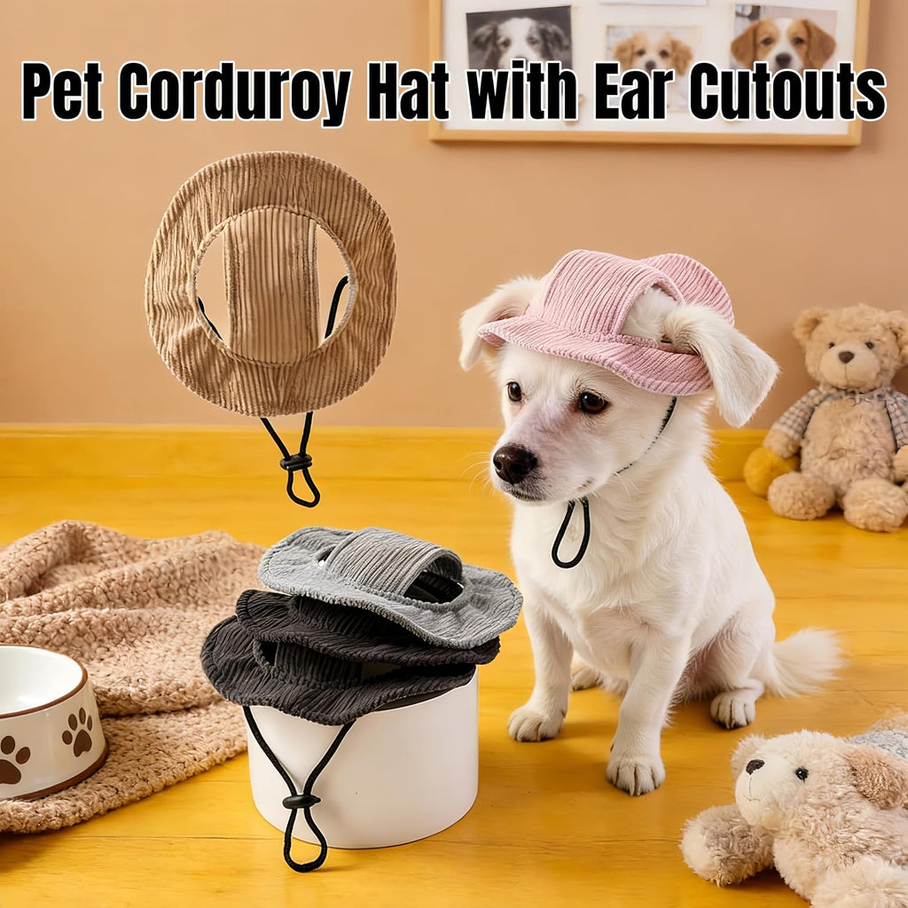 Small dog wearing medium blue Tabksola pet cap