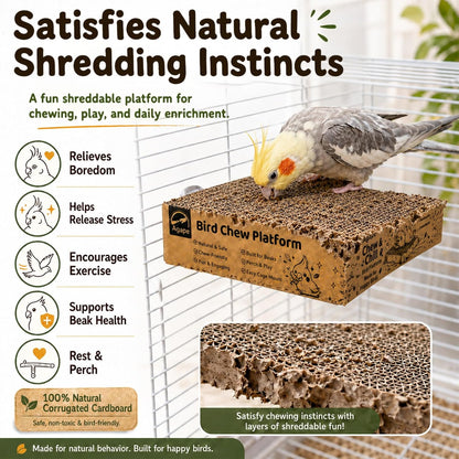 Agape parrot chew toy platform showing the multi-layer corrugated paper texture.