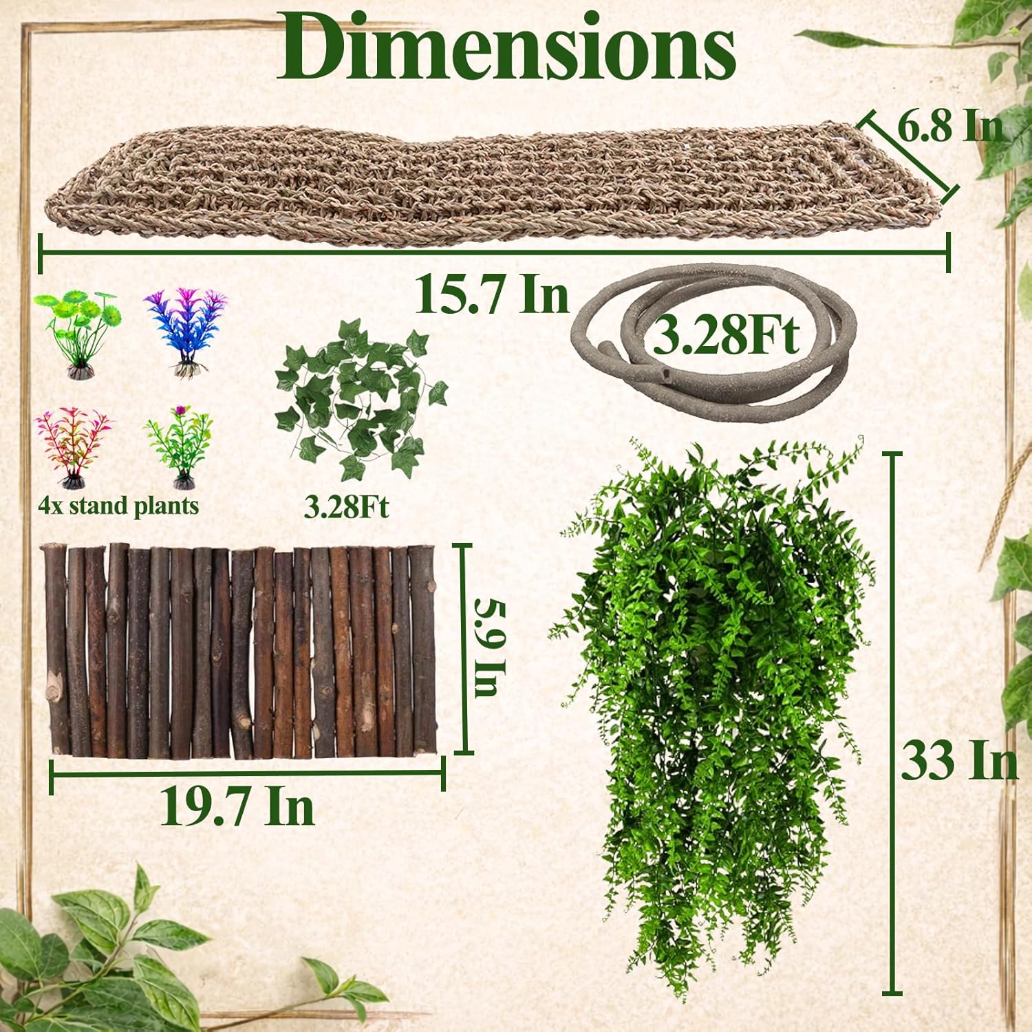Hand-woven seagrass hammock for bearded dragon tank