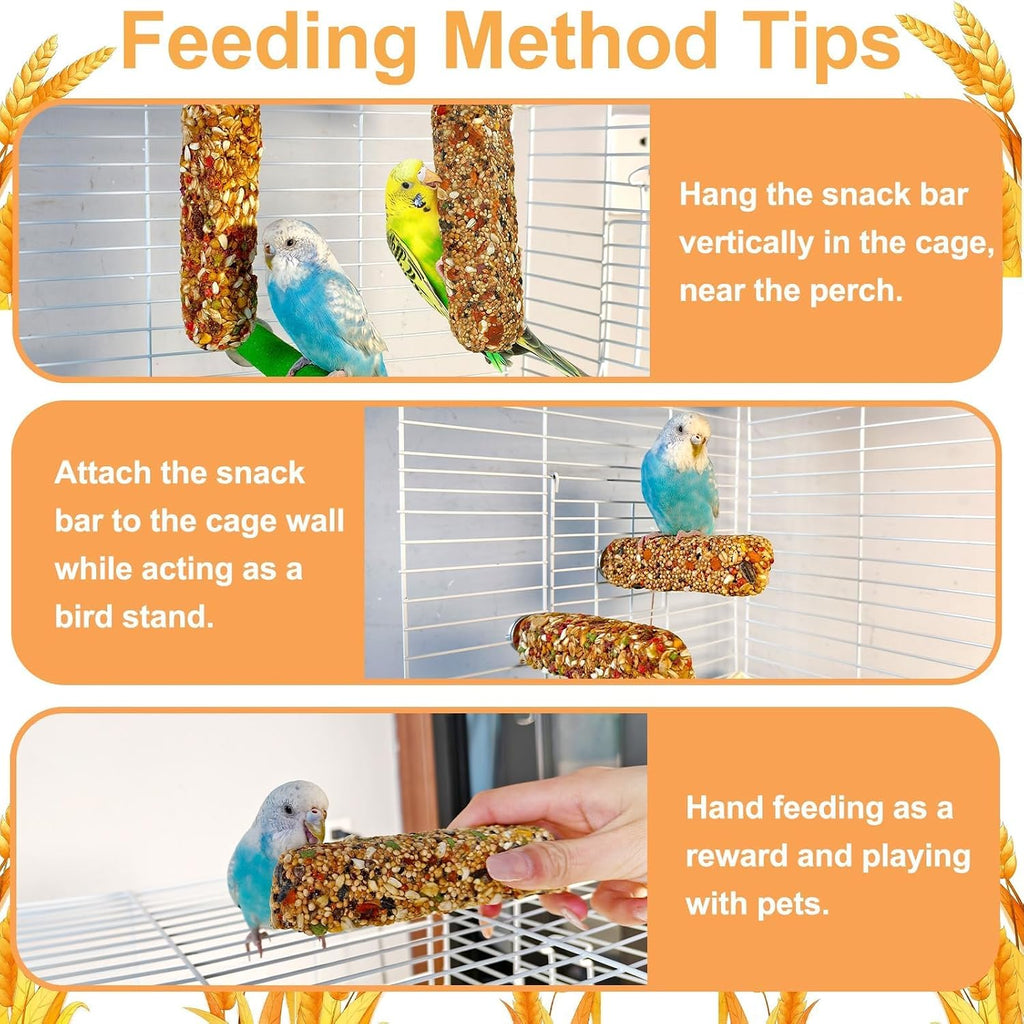 Side angle view of vegetable and grain flavor parrot treat stick