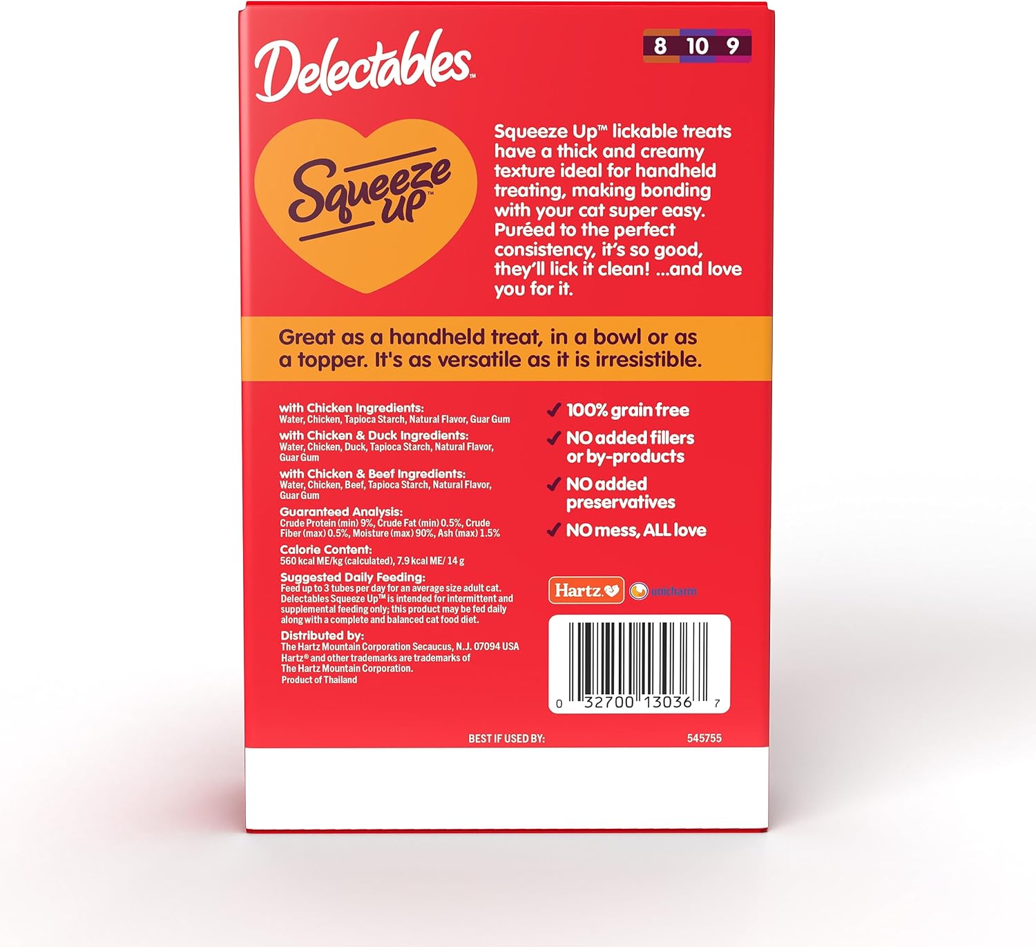 Authentic imported Delectables cat treats variety pack display for pet parents