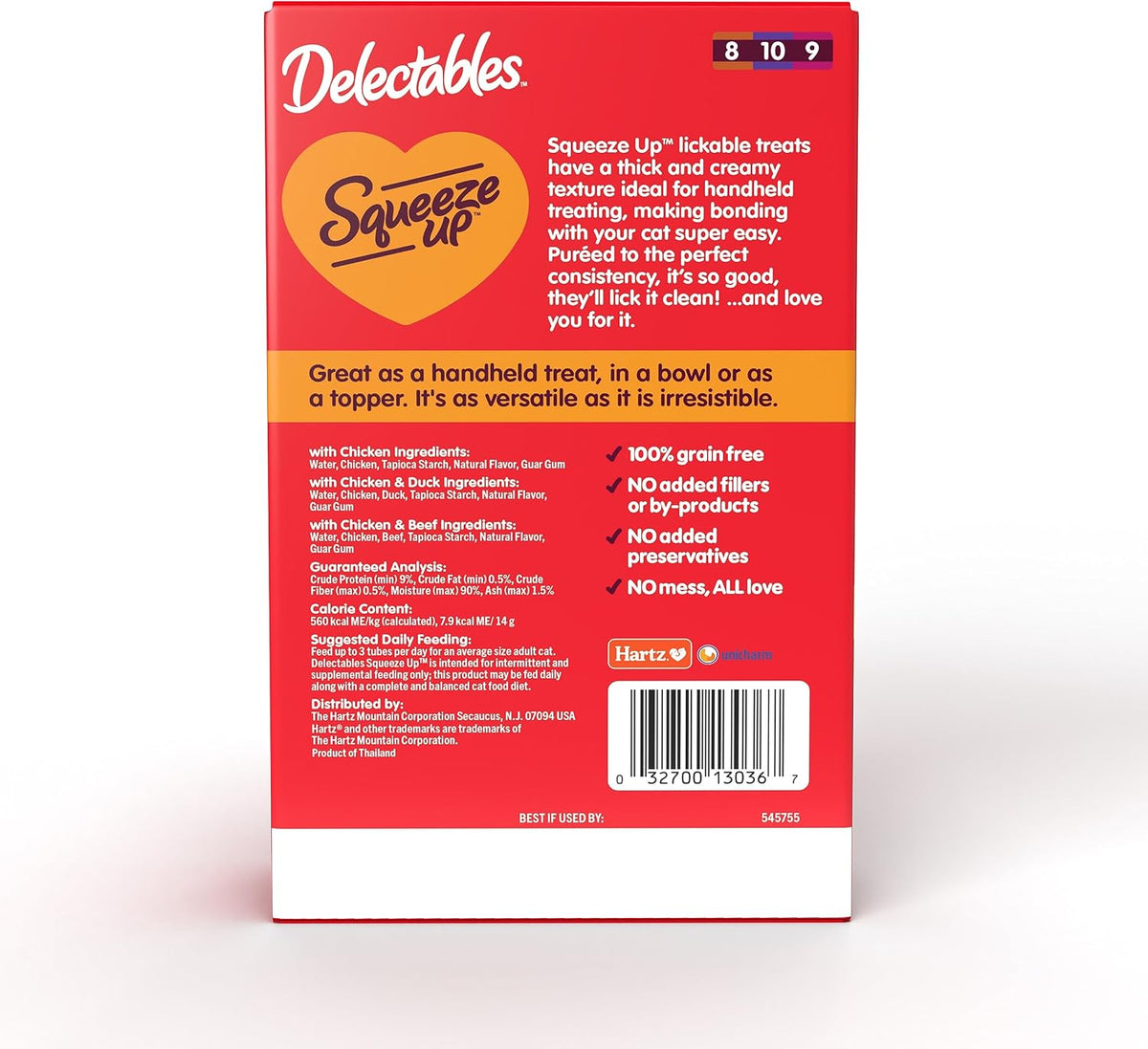 Authentic imported Delectables cat treats variety pack display for pet parents
