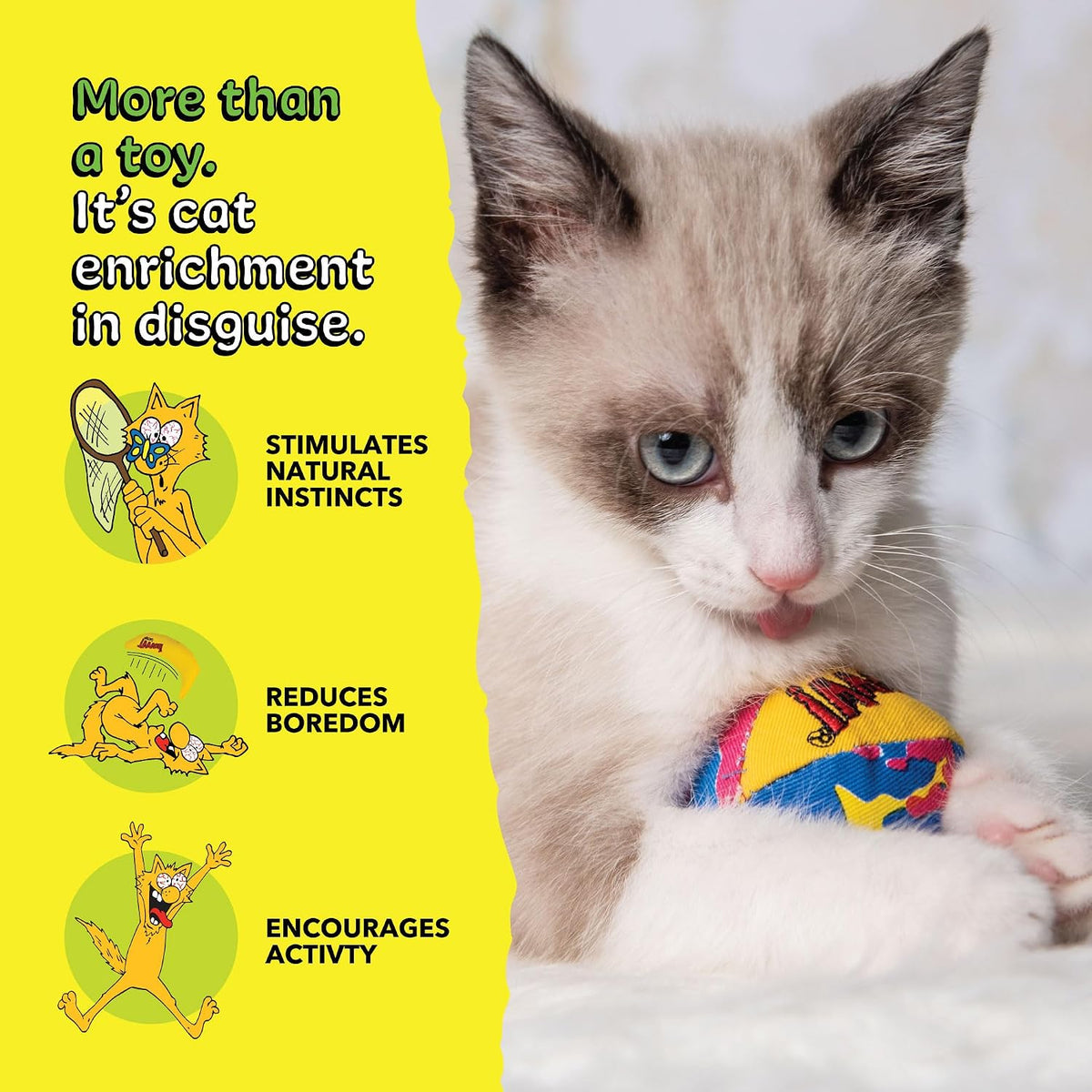 Yeowww! Catnip My Cats Balls Toys for Cats - 3-Pack - Durable Cotton Twill - Made in the USA - Stuffed with Organically Grown Catnip - Image 10