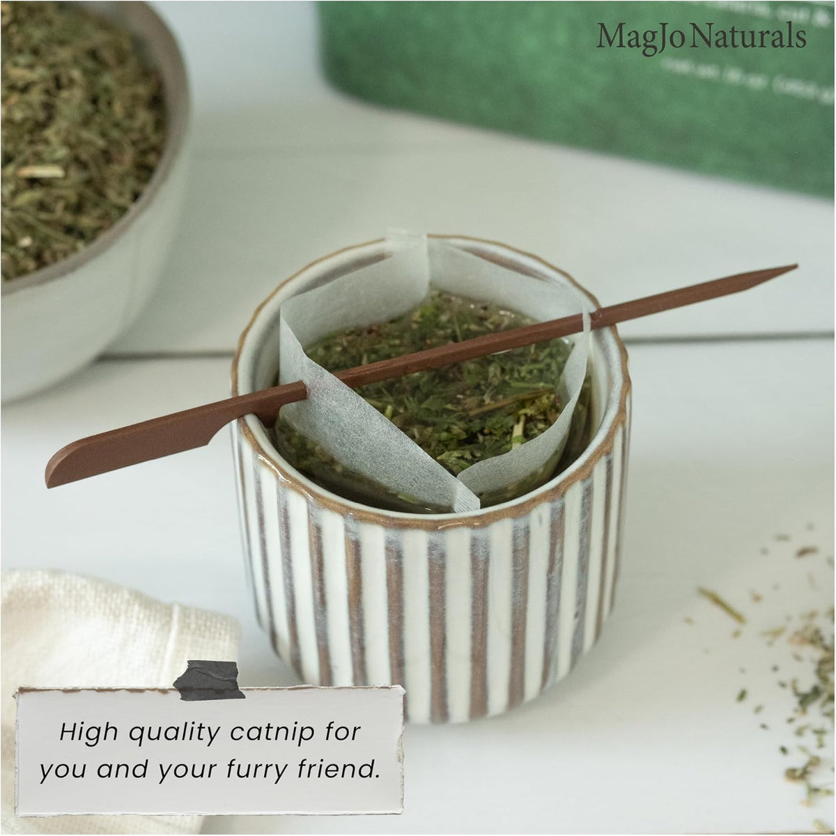 MagJo Naturals Farm Direct Catnip resealable kraft pouch opening