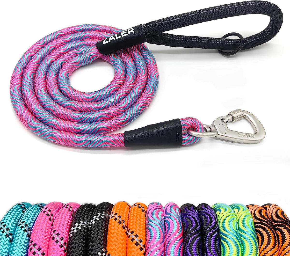 ZALER Long Dog Leash, 50 feet 30ft 20ft 15ft 10ft Dog Training Lead, Heavy Duty Check Cord Recall Leash for Dogs Training, Playing, Camping, or Backyard (30FT, Black Purple) - Image 10