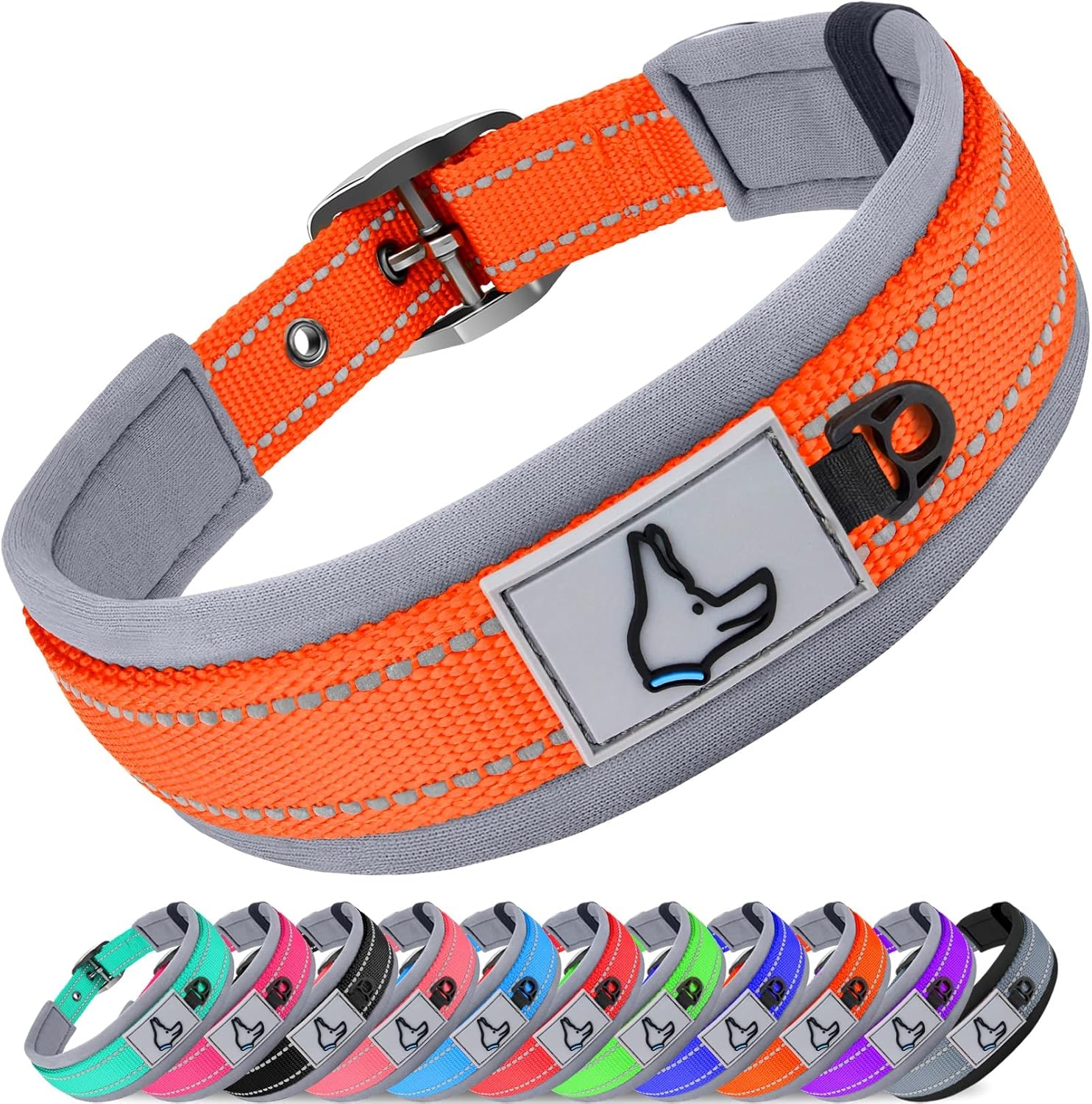 Joytale Dog Collar for Large Dogs, Neoprene Padded and Adjustable, Reflective Wide Heavy Duty Pet Collars with Durable Metal Belt Buckle for Walking, Hotpink, L - Image 11