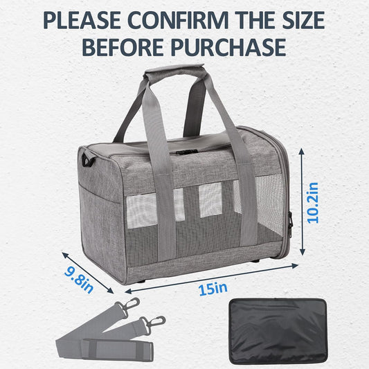 kathson Small Animal Carrier Bag, Guinea Pig Rabbit Travel Carrier Breathable Mesh Window Pet Portable Hand Bag for Hamster Bird Bunny Bearded Dragon Kitty and Etc (Grey) - Image 2