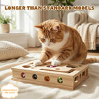 Livanira interactive wooden cat scratch puzzle box top angle showing treat compartments