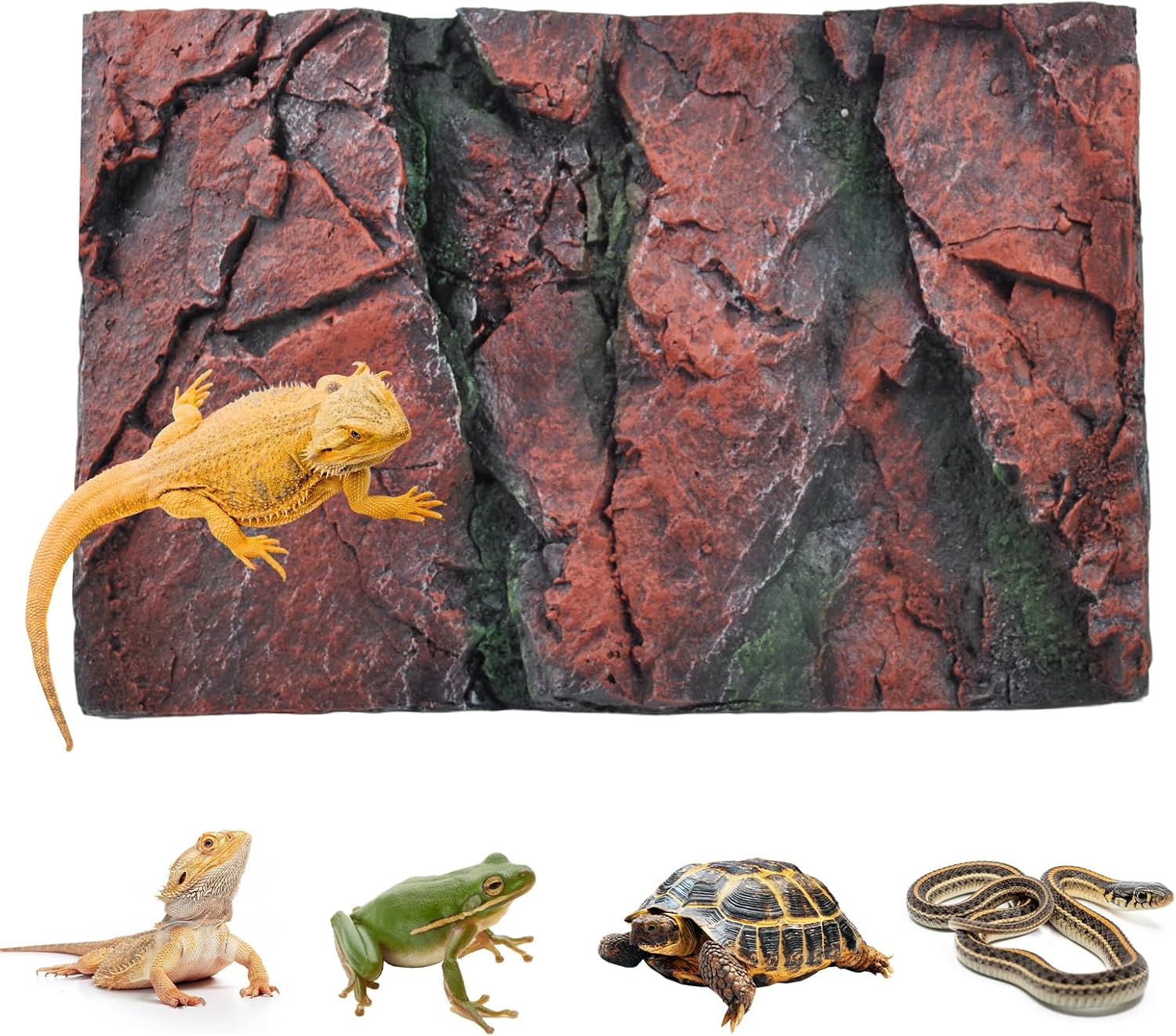 Waterproof snake habitat decoration panel illustrating rugged rock simulation curves.