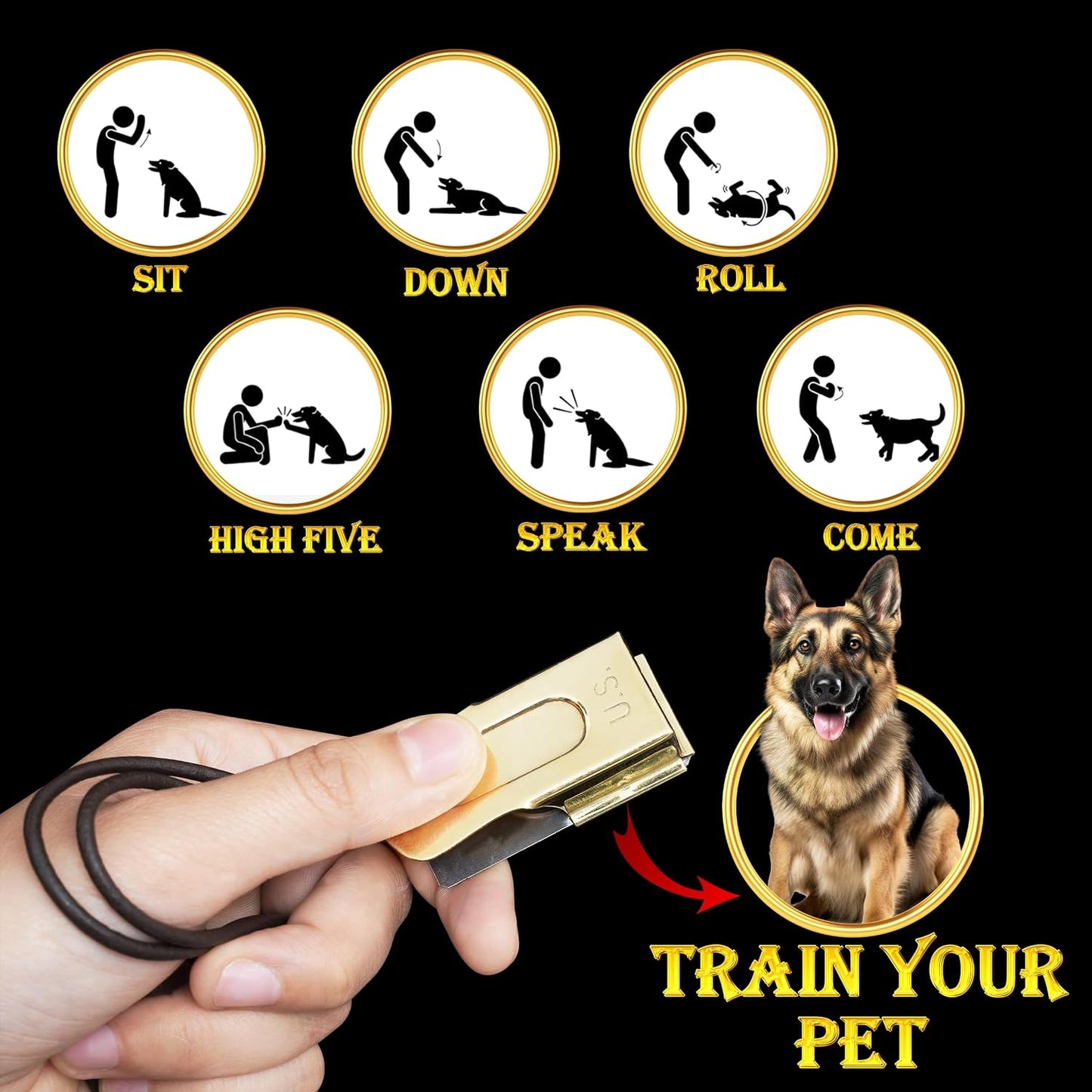 Premium vintage style dog training tool made of solid steel and brass.