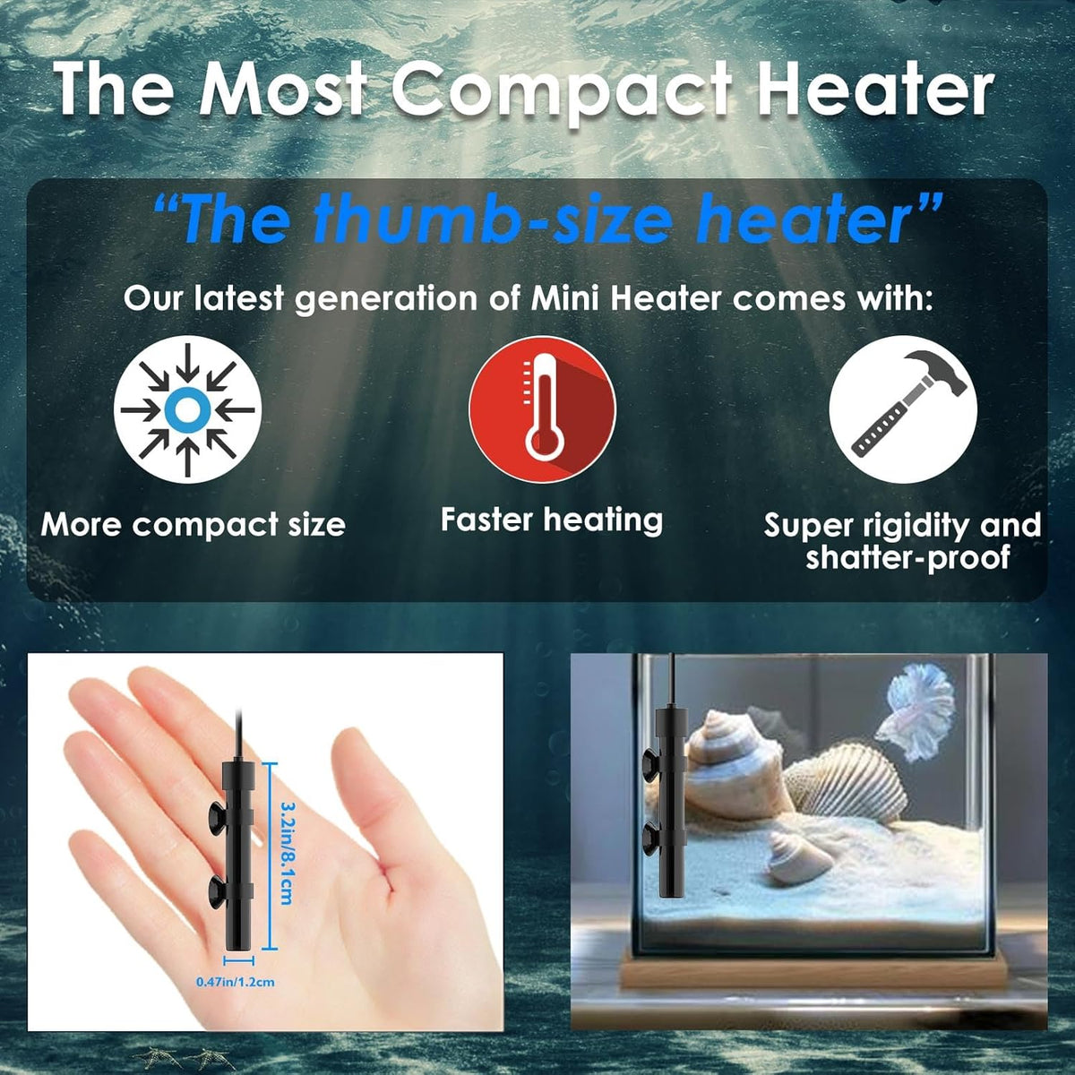 Close up of VCRAZE fish tank heater digital thermostat