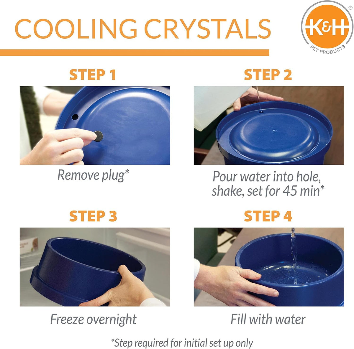 K&H 96 Ounces pet cooling dish bottom plug view for initial water activation