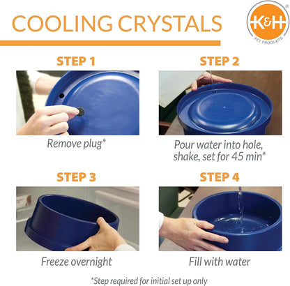 Chill Blue ninety six ounce cooling dog dish showing the rubber plug base
