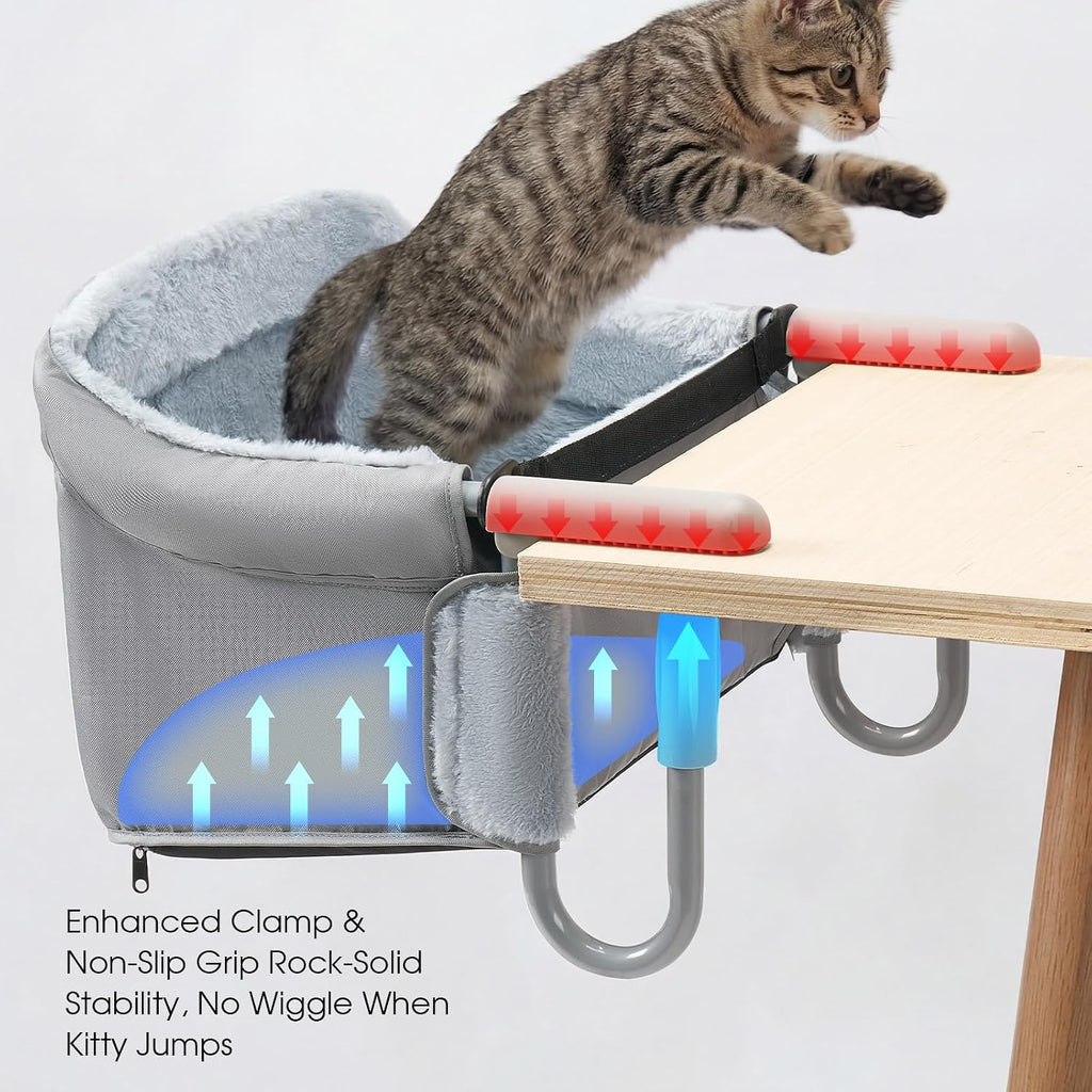 Side profile of Veehoo pet perch with soft fur texture