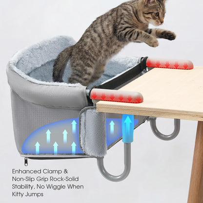 Side profile of Veehoo pet perch with soft fur texture