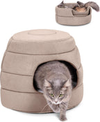 BIRDROCK HOME 2 in 1 Pet Bed for Cats or Small Dogs - Cozy Cat Cave or Plush Dog Bed - Indoor Teepee House for Pets (15 Inch Wide, Grey) - Image 10