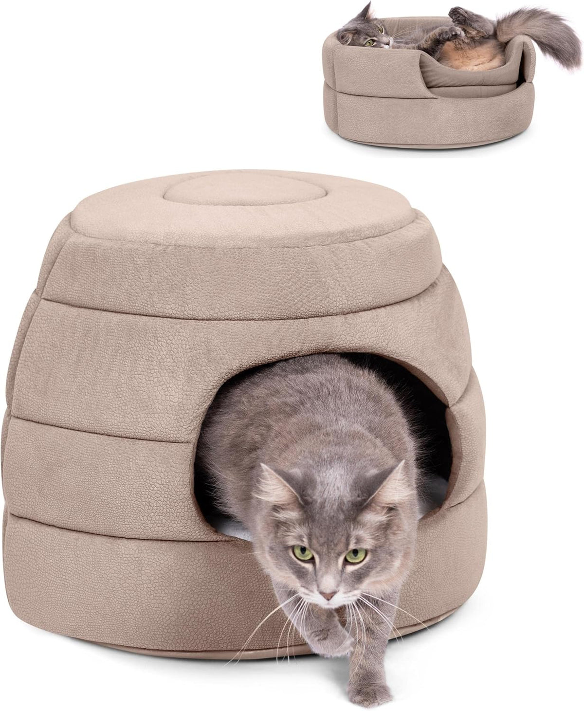 BIRDROCK HOME 2 in 1 Pet Bed for Cats or Small Dogs - Cozy Cat Cave or Plush Dog Bed - Indoor Teepee House for Pets (15 Inch Wide, Grey) - Image 10