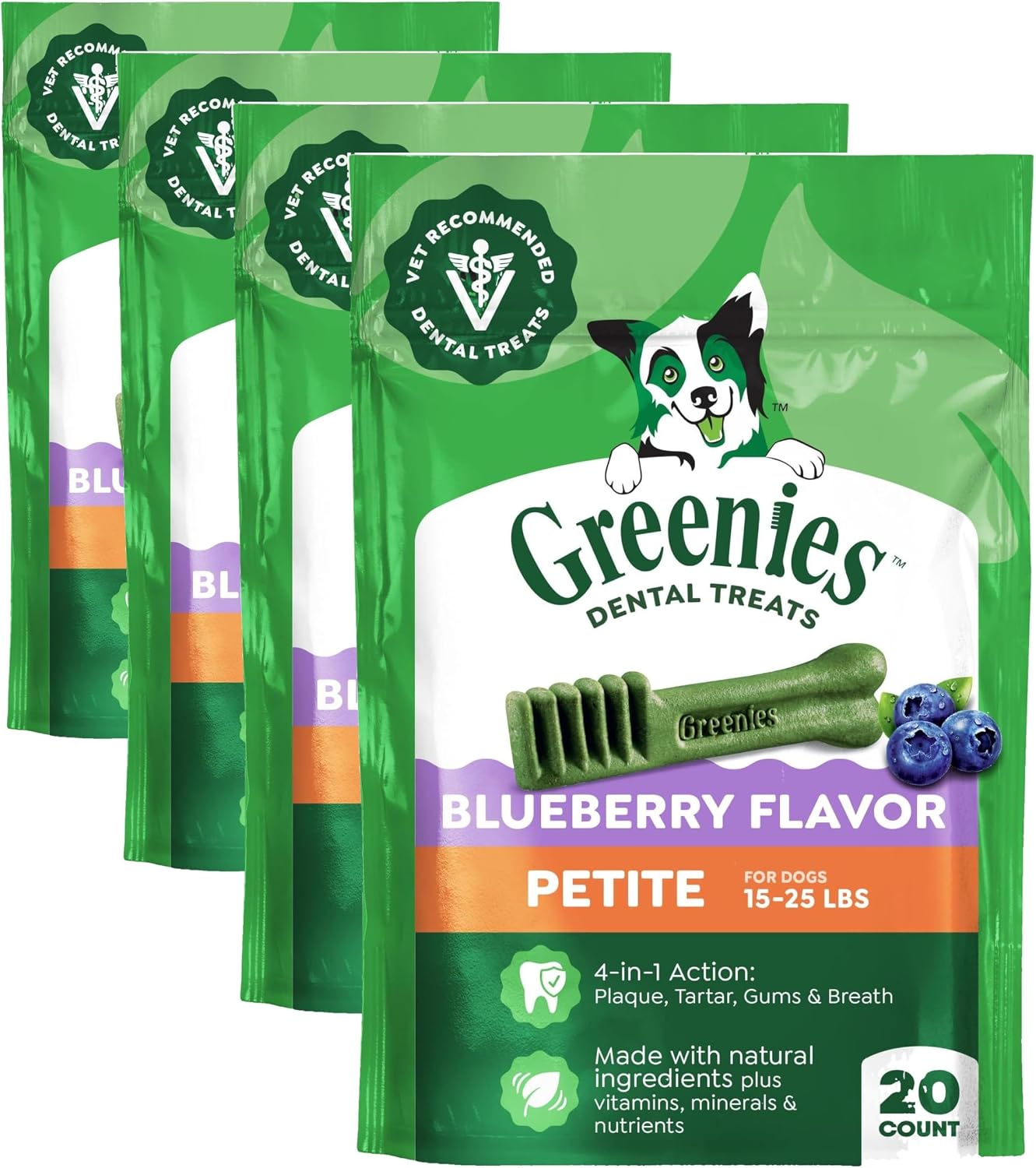 Greenies Veterinarian-Recommended Adult Natural Dental Dog Treats Petite Size, Blueberry Flavor, 12 oz. Pack, 20 Count - Image 14