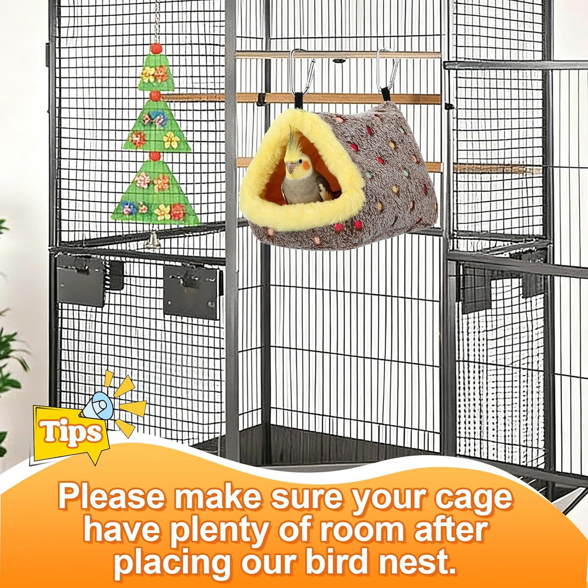 MEWTOGO Medium Winter Warm Bird Nest House with Support Board for Cage - Image 5