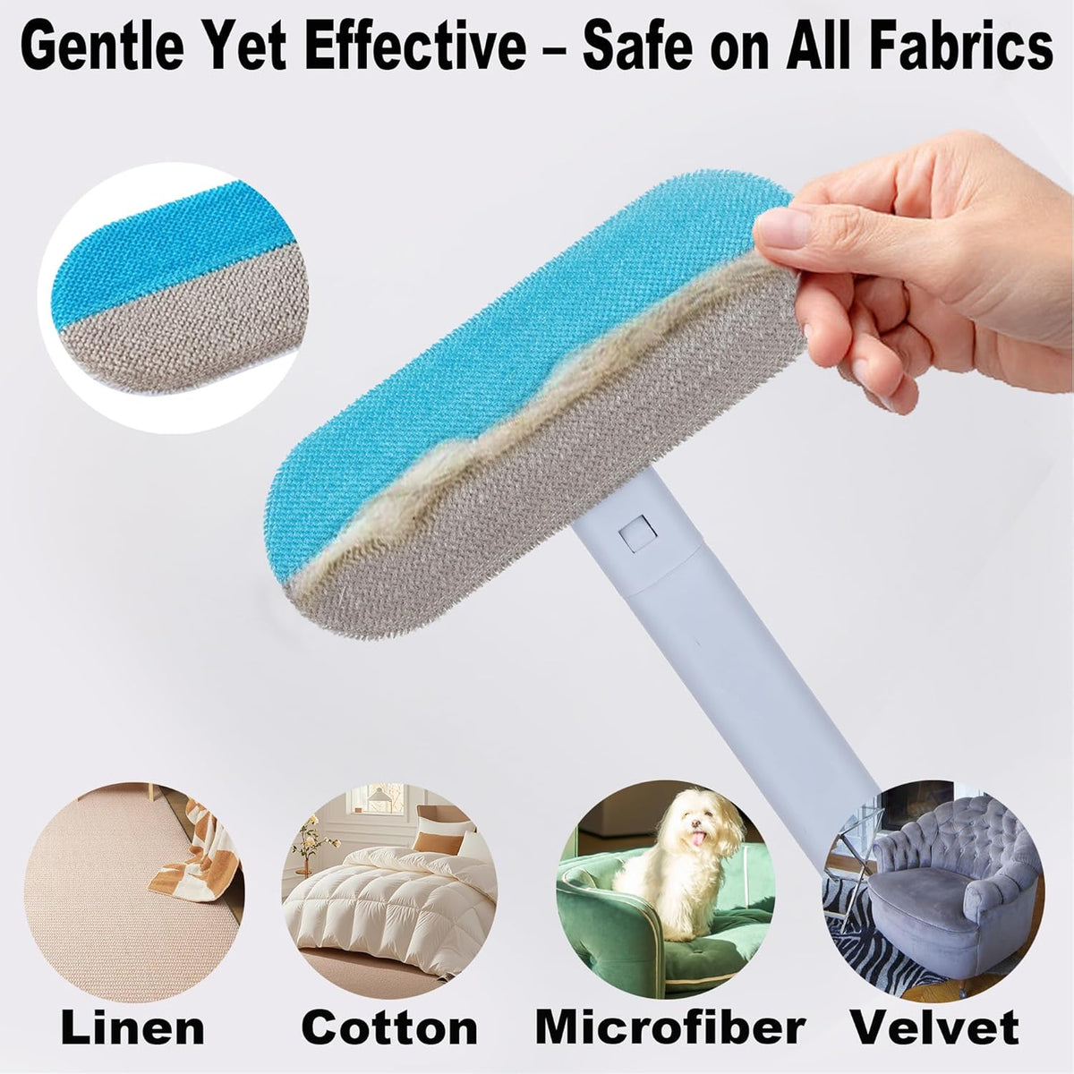 Demonstration of removing pet hair from car seats