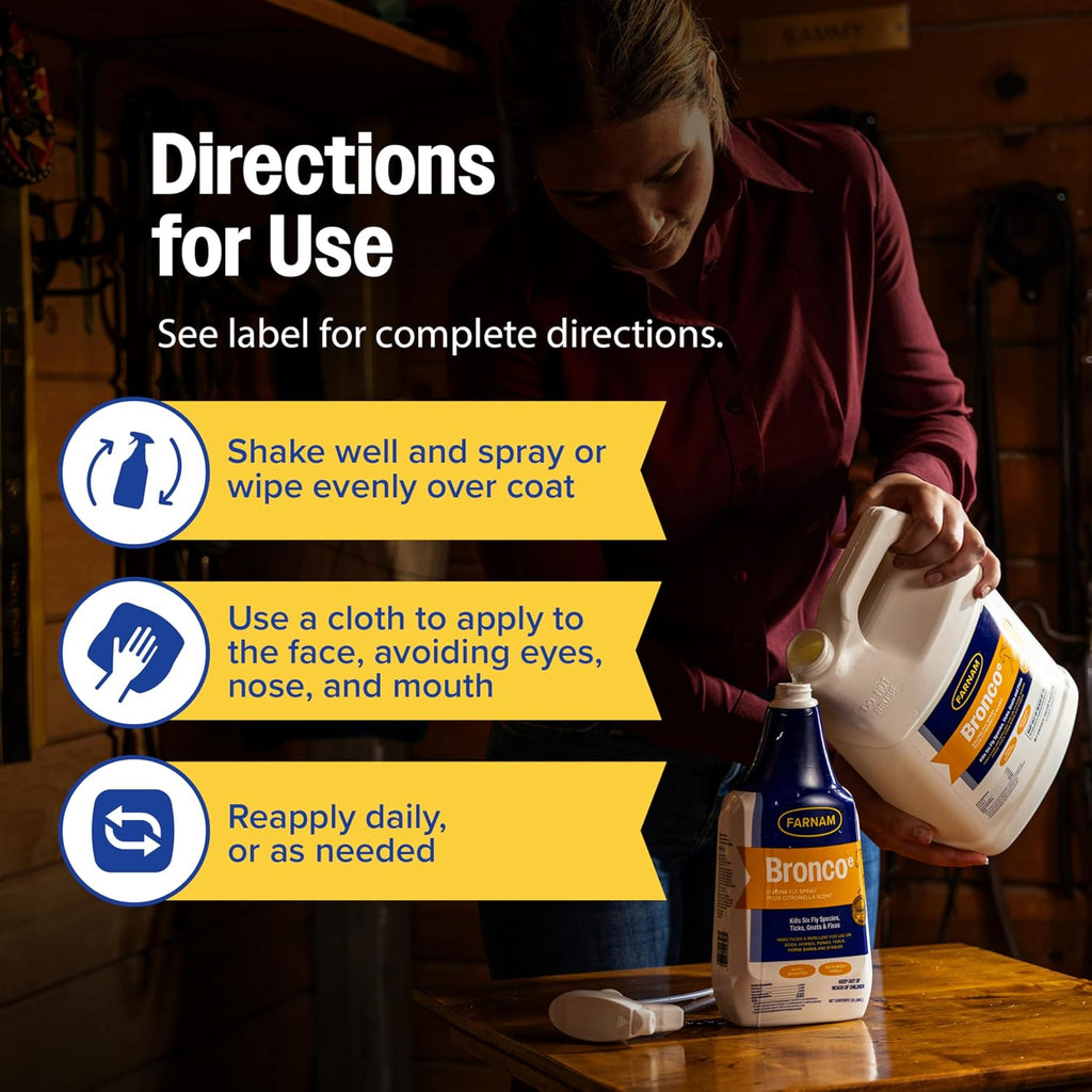 Farnam Bronco E water-based insecticide back instructions