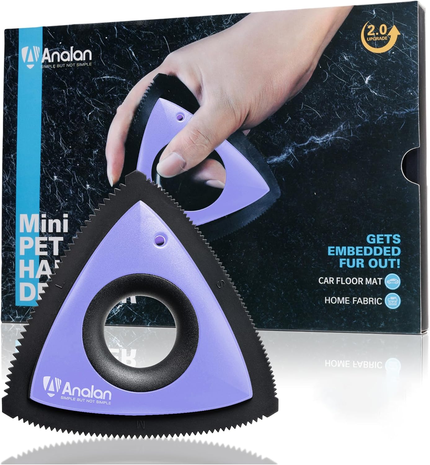 Analan Mini Pet Hair Remover for Car Detailing Supplies, Carpet Dog Hair Remover for Car Interior, Triangle Dog Hair Remover for Auto Detailing, Couch, Furniture, Lint, Carpet (Jet Black) - Image 9