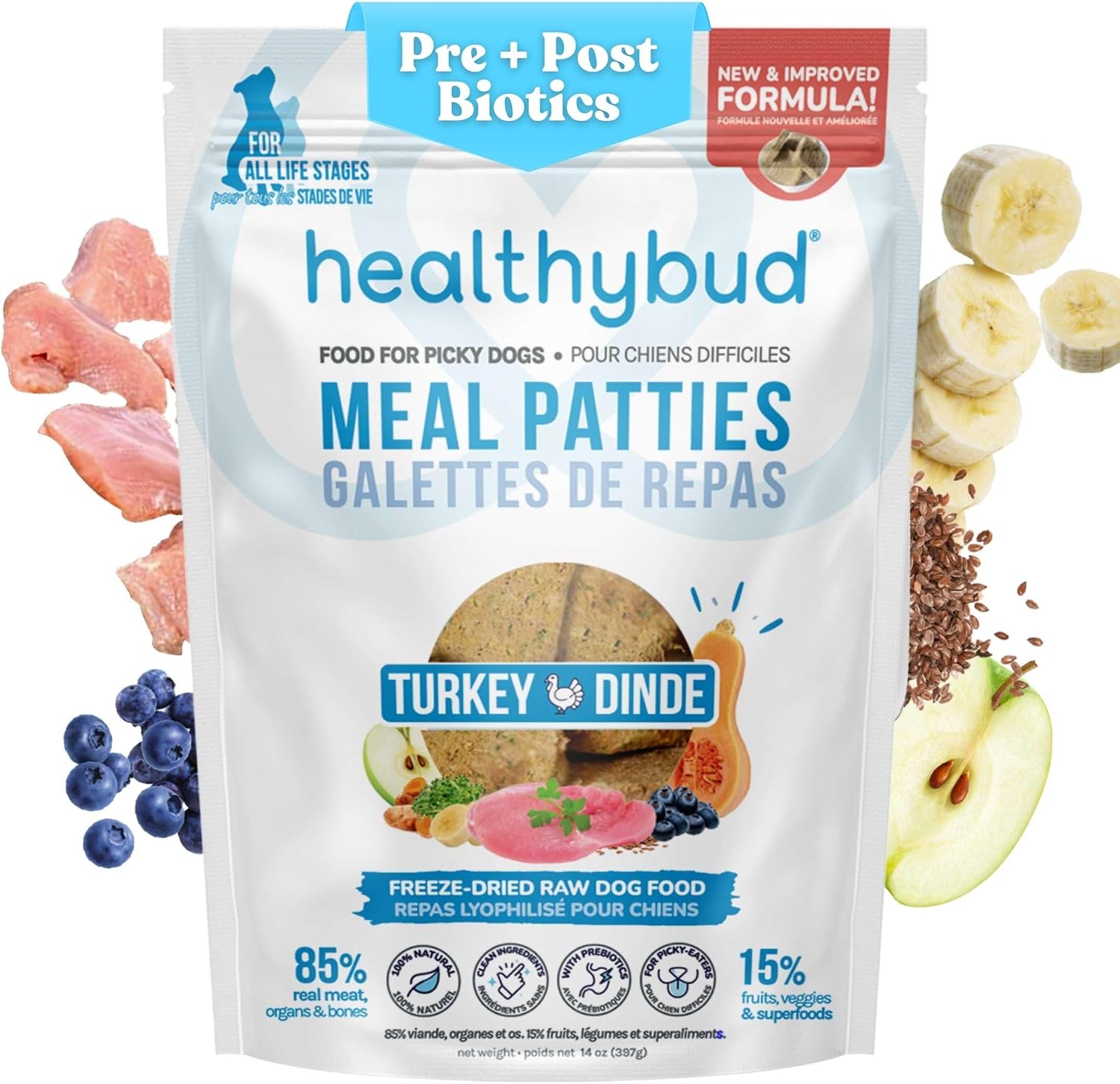 healthybud Raw Dog Food, Freeze Dried Dog Patties, Grain Free Dehydrated Real Meat, Dry Dog Treats & Toppers, Human Grade High Protein Puppy Food for All Breeds and Sizes, 14.1 oz (Salmon) - Image 9