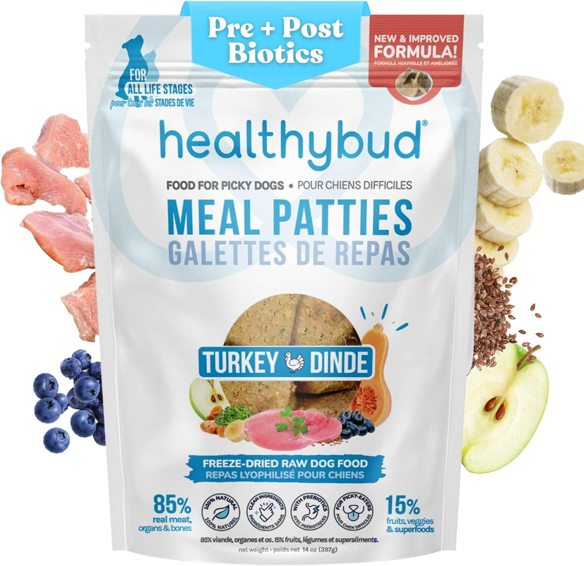 healthybud Raw Dog Food, Freeze Dried Dog Patties, Grain Free Dehydrated Real Meat, Dry Dog Treats & Toppers, Human Grade High Protein Puppy Food for All Breeds and Sizes, 14.1 oz (Salmon) - Image 9