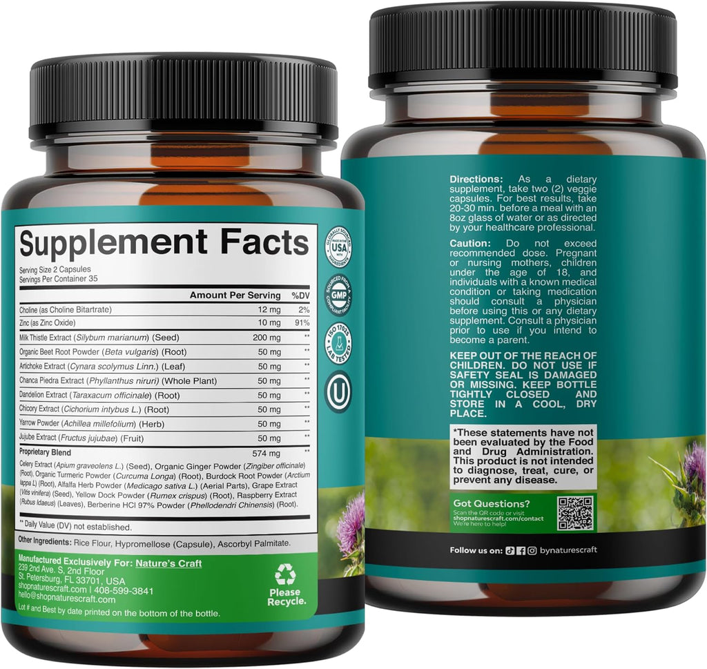 Liver Cleanse Support - Milk Thistle Supplement with Choline - 70 Count - Image 8